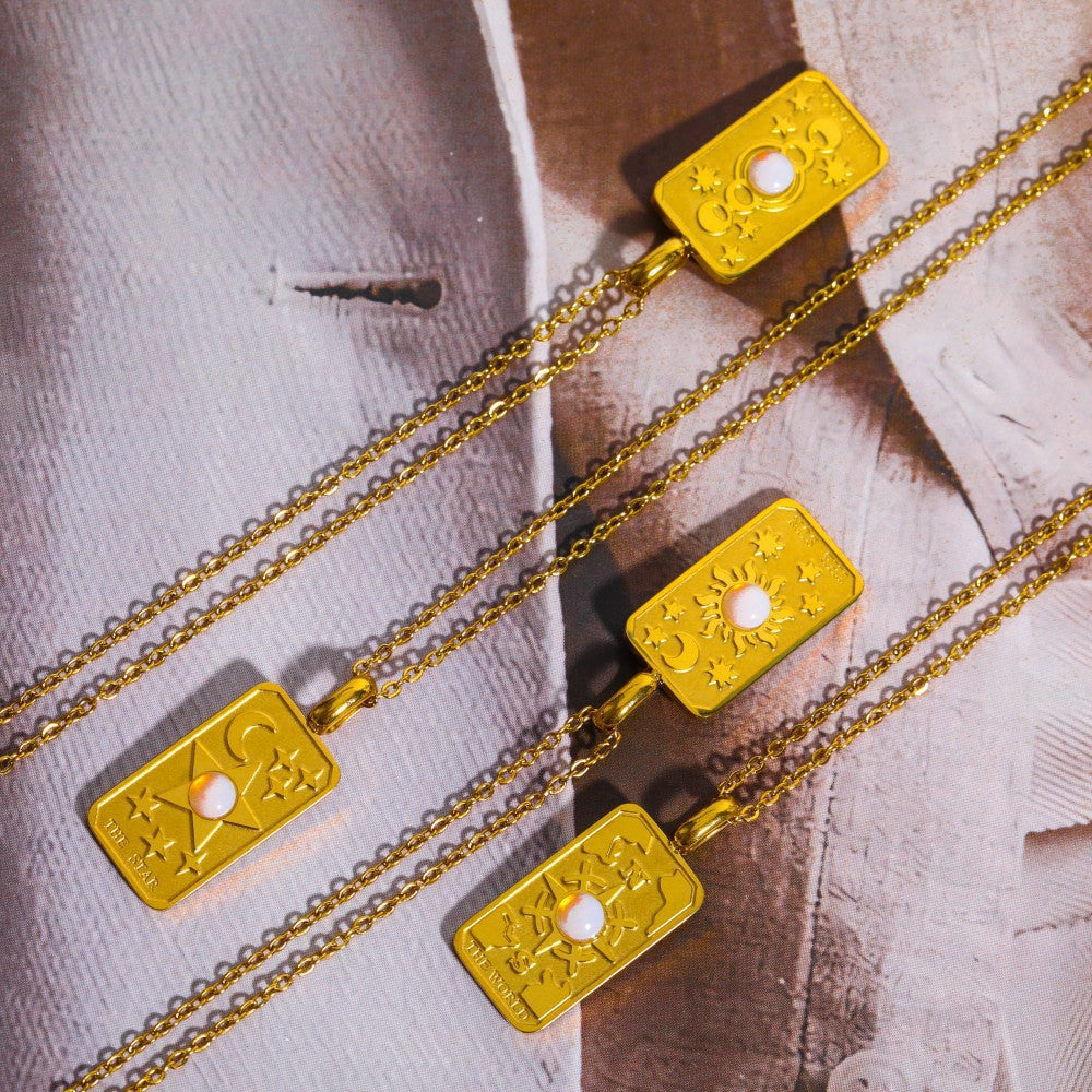 Sun Moon Star Square Necklace