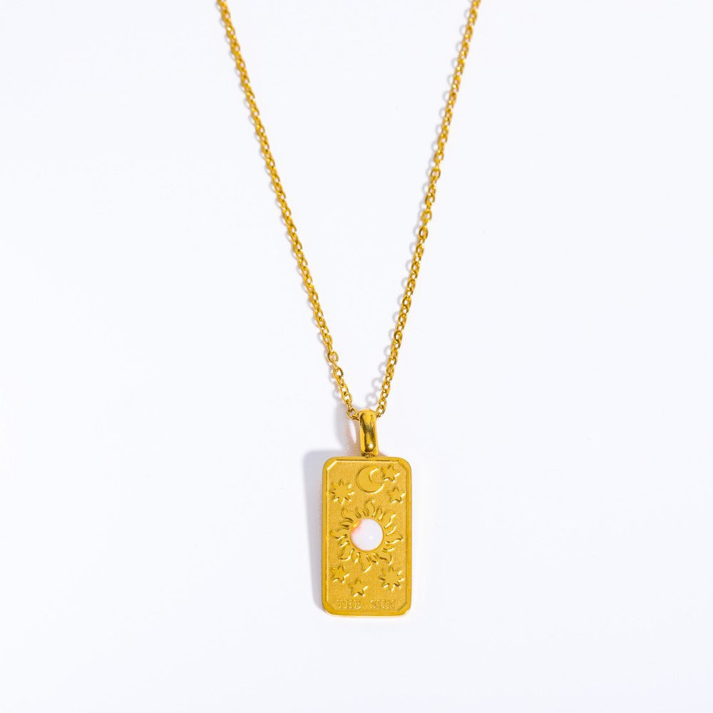 Sun Moon Star Square Necklace