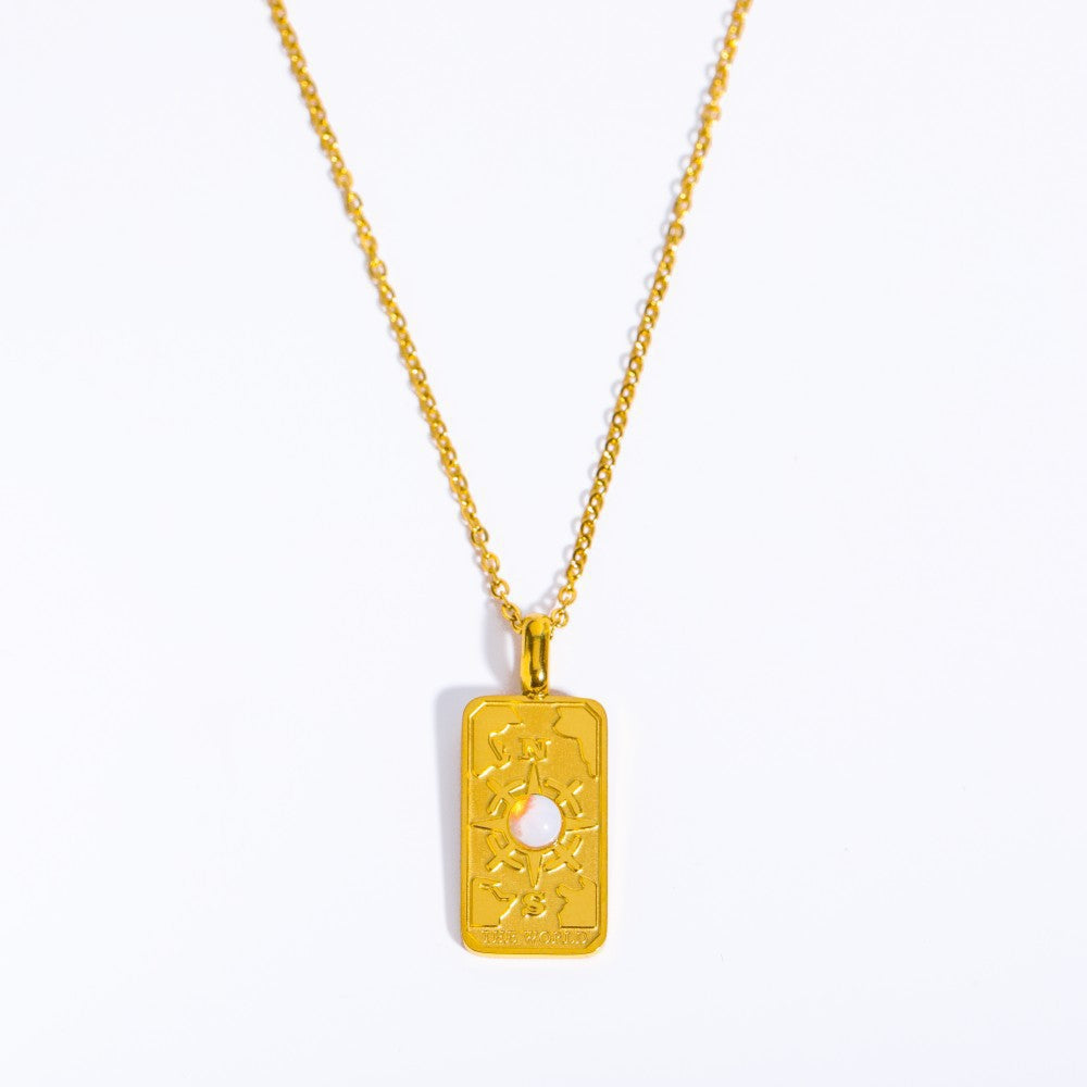 Sun Moon Star Square Necklace
