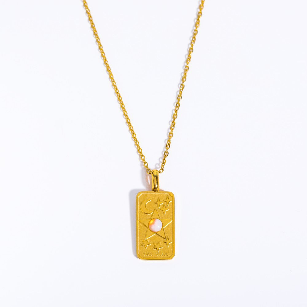 Sun Moon Star Square Necklace