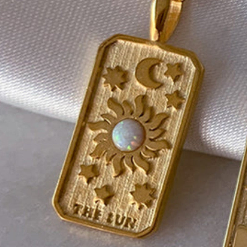Sun Moon Star Square Necklace
