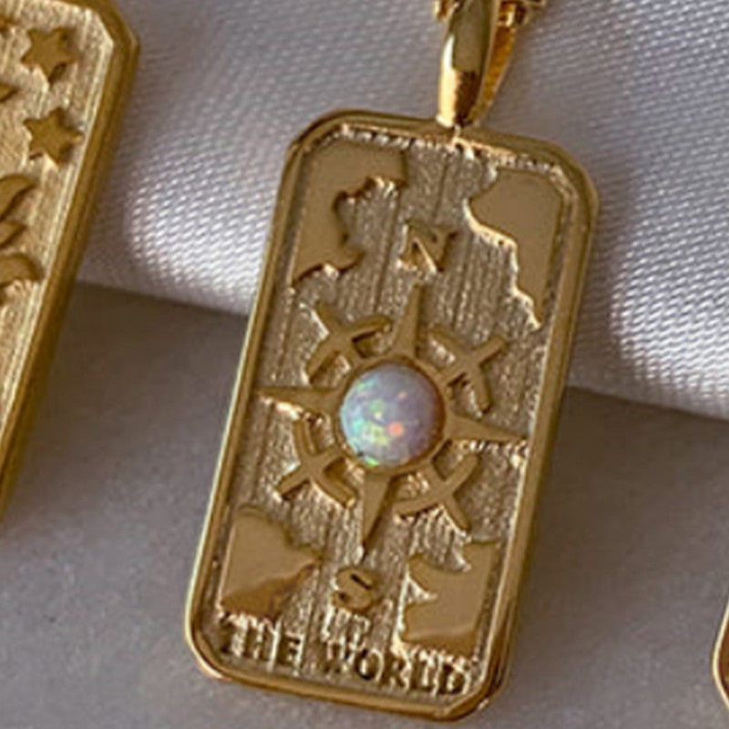 Sun Moon Star Square Necklace