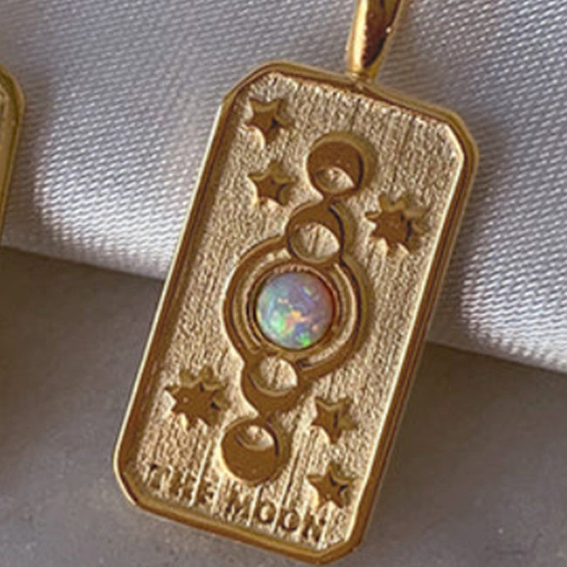 Sun Moon Star Square Necklace
