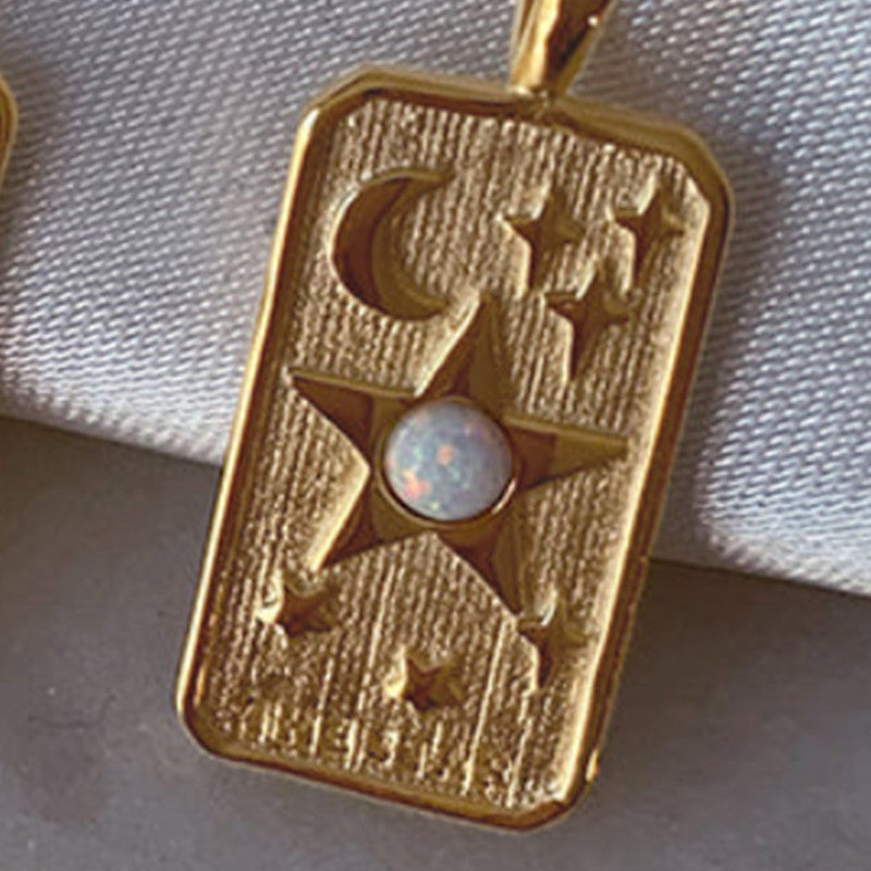 Sun Moon Star Square Necklace