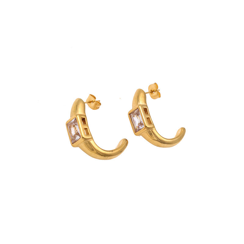 Arc Zircon Stud Earrings